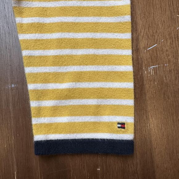 Tommy Hilfiger Sweater Womens Medium Yellow White Stripe Boatneck Long Sleeve - Picture 9 of 9